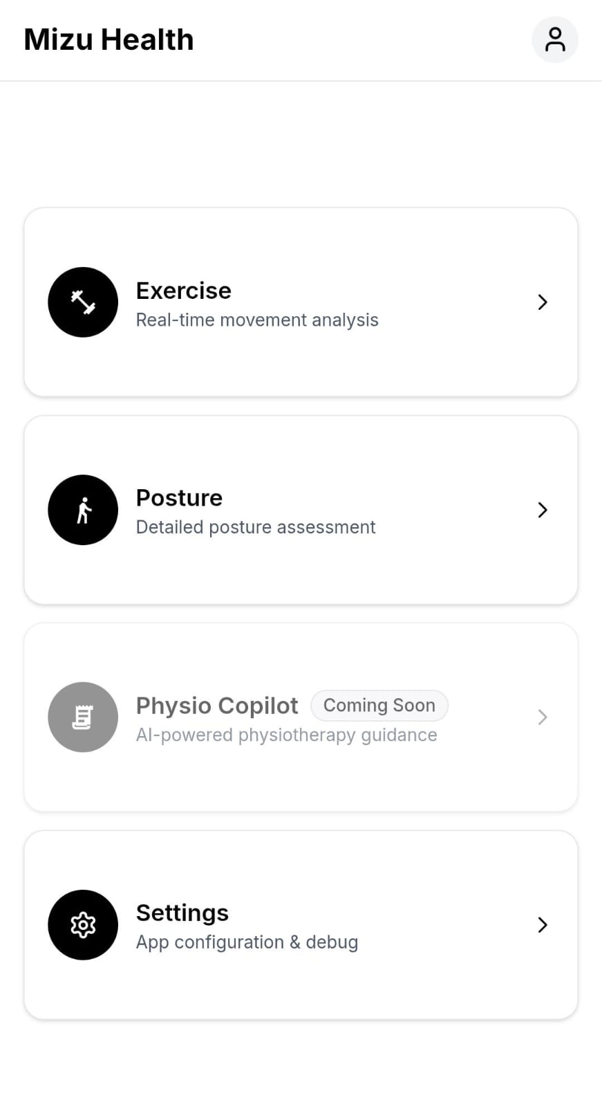 Mizu Health Home Dashboard